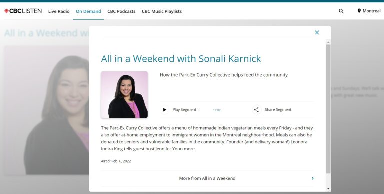 CBC Radio One (Montreal) – All in a Weekend [Feb 6, 2022]