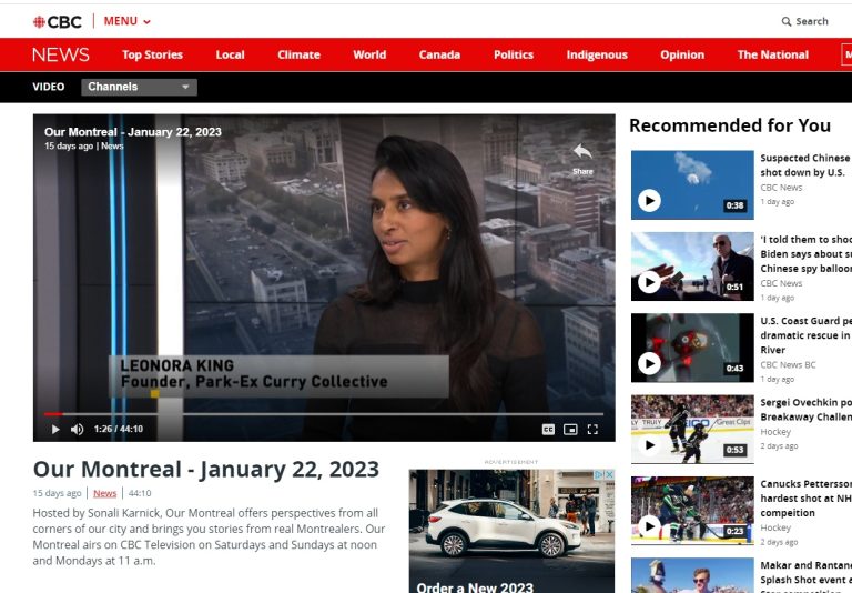 CBC Montreal – Our Montreal (video)  [Jan 22, 2023]